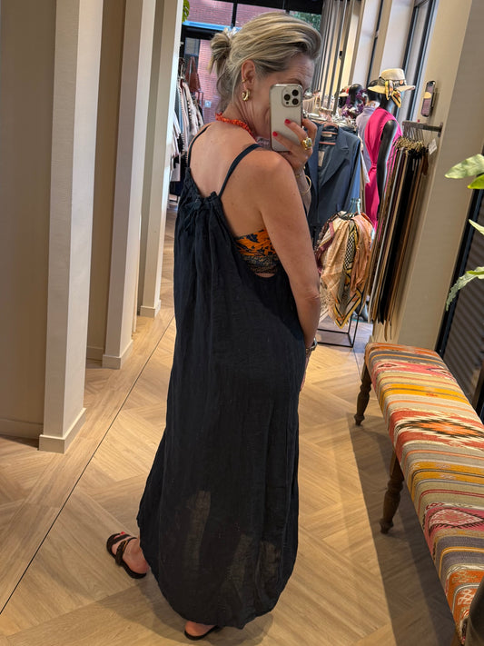 Jurk Linnen Isa Donkerblauw - Peet kleding
