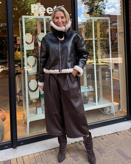 With Black Pop Aviator Jacket Chocolate - Peet kleding