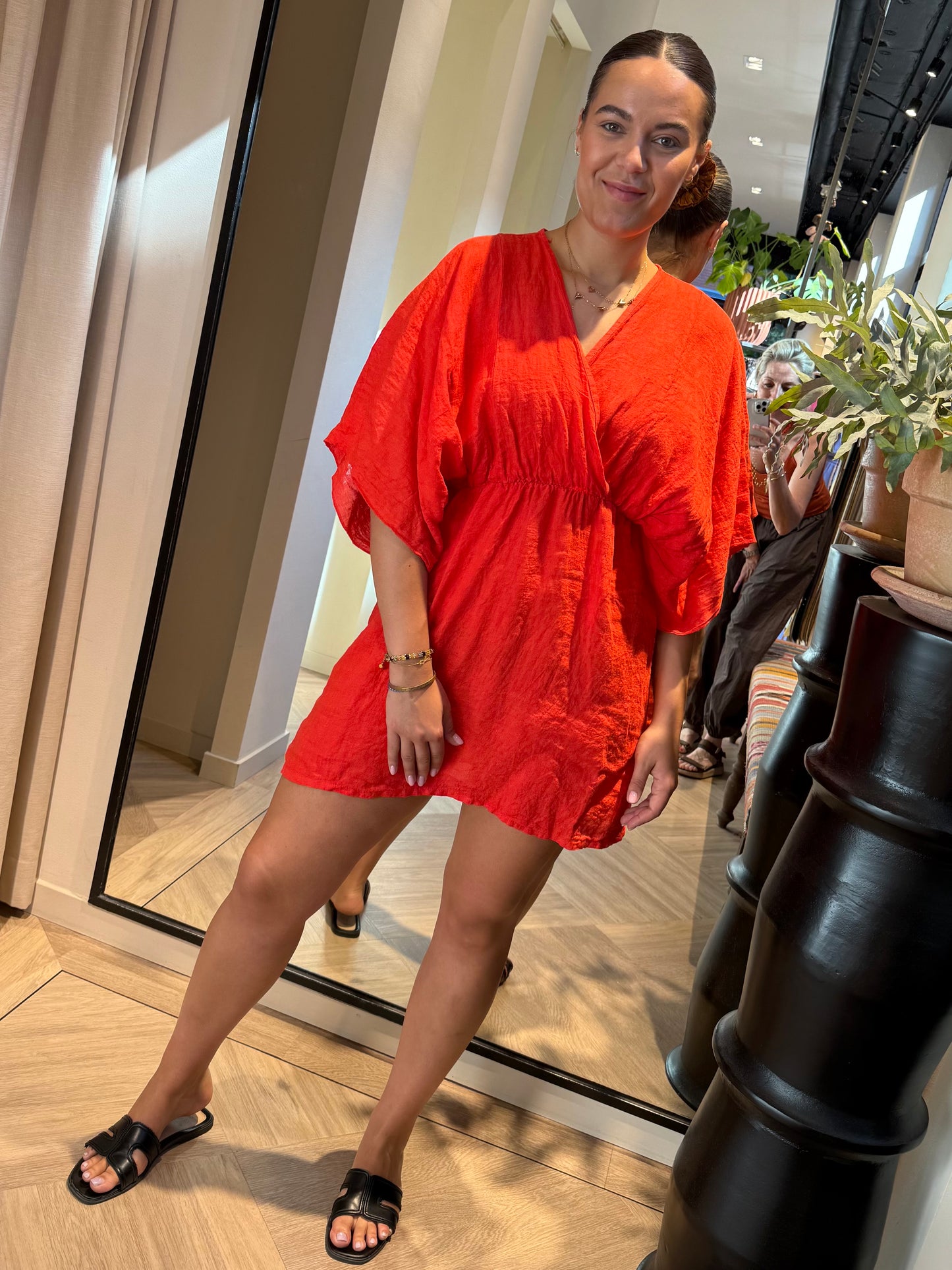 Jurk Linnen Hilly Rood - Peet kleding