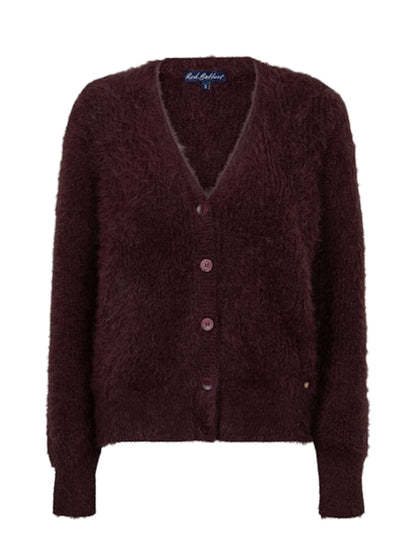 Red Button Vest Fuzzy Burgundy