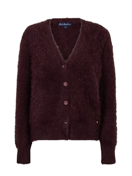 Red Button Vest Fuzzy Burgundy