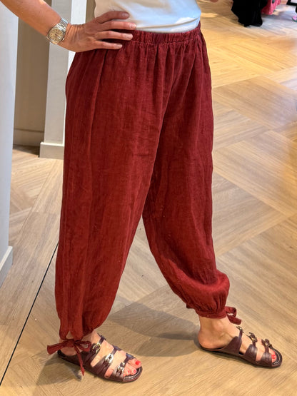 Broek Lea Linnen Balloon Bordeaux