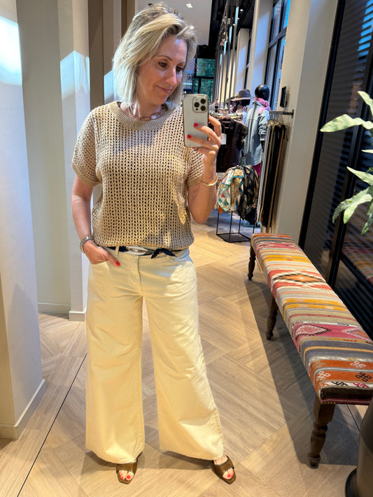 Zhrill Lurex Gebreide Top Beige Bonnie - Peet kleding