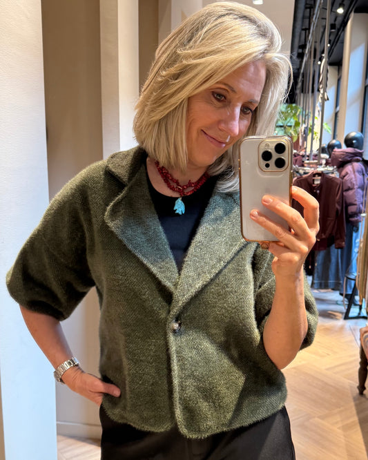 Fluffy Vest Jona Donkergroen - Peet kleding