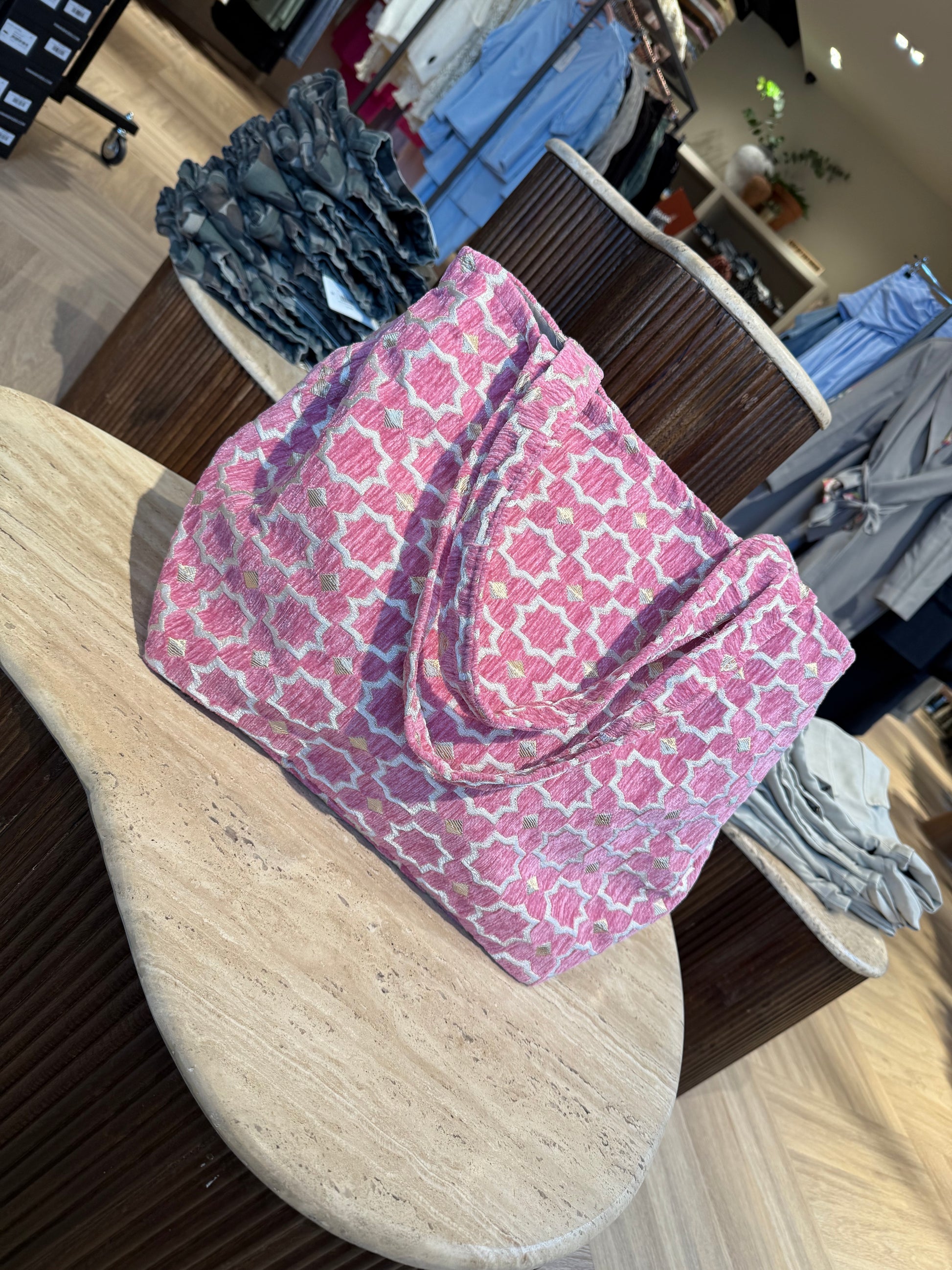Tas Luca Maxi Velour Print Roze - Peet kleding