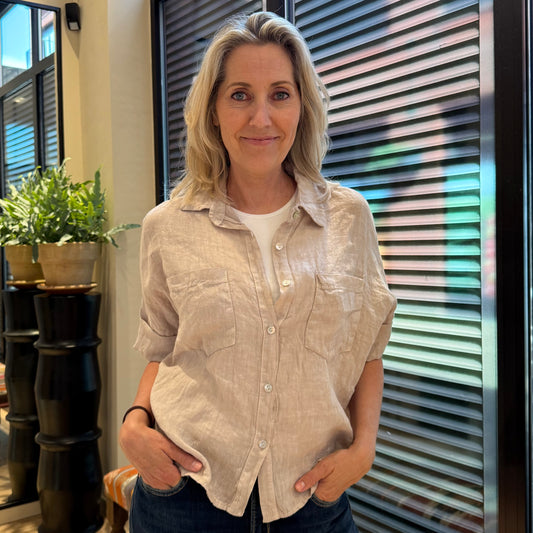 Linnen Blouse Charma Zand - Peet kleding