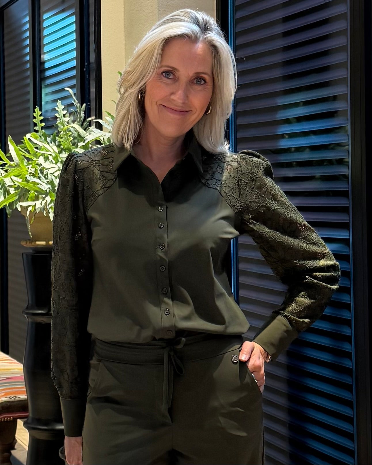 Triple Nine - Travel Blouse Milou Olijfgroen - 5954 - Peet kleding