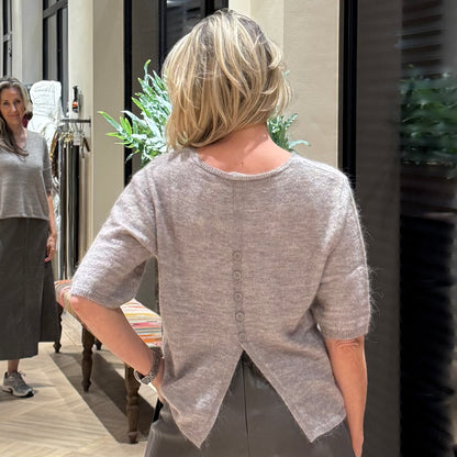 Yaya Trui V-Hals Knoop Taupe - Peet kleding