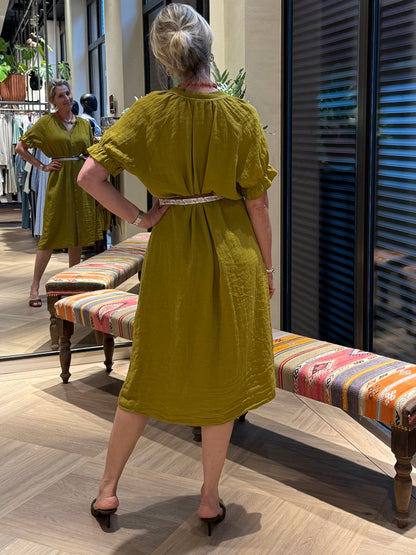 Jurk Amber Olijf - Peet kleding