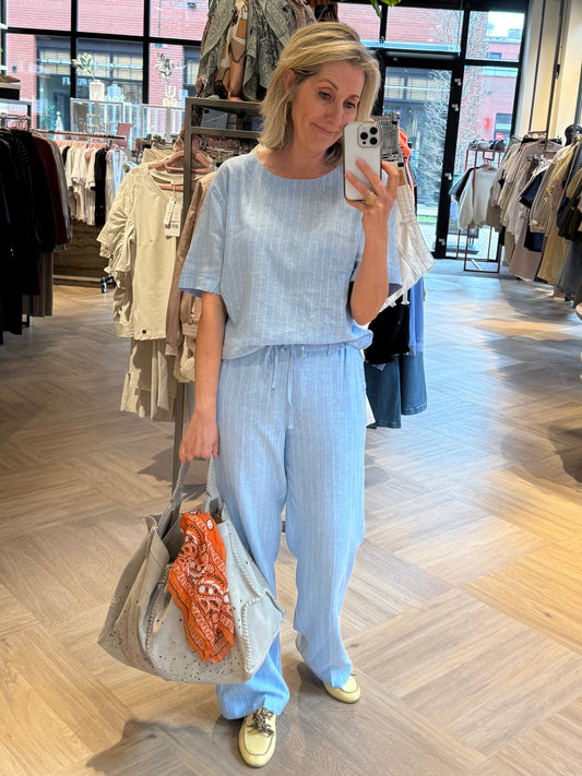 Red Button Linnen Broek Claudette Lichtblauw - Peet kleding