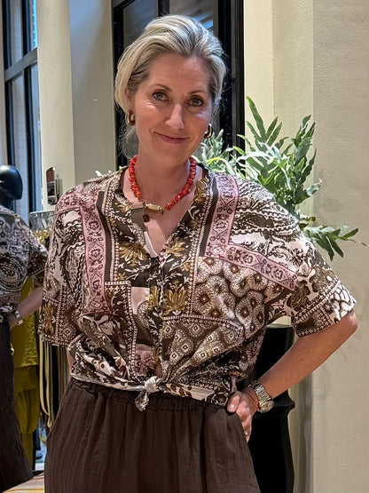 Blouse Suus Print Bruin - Peet kleding