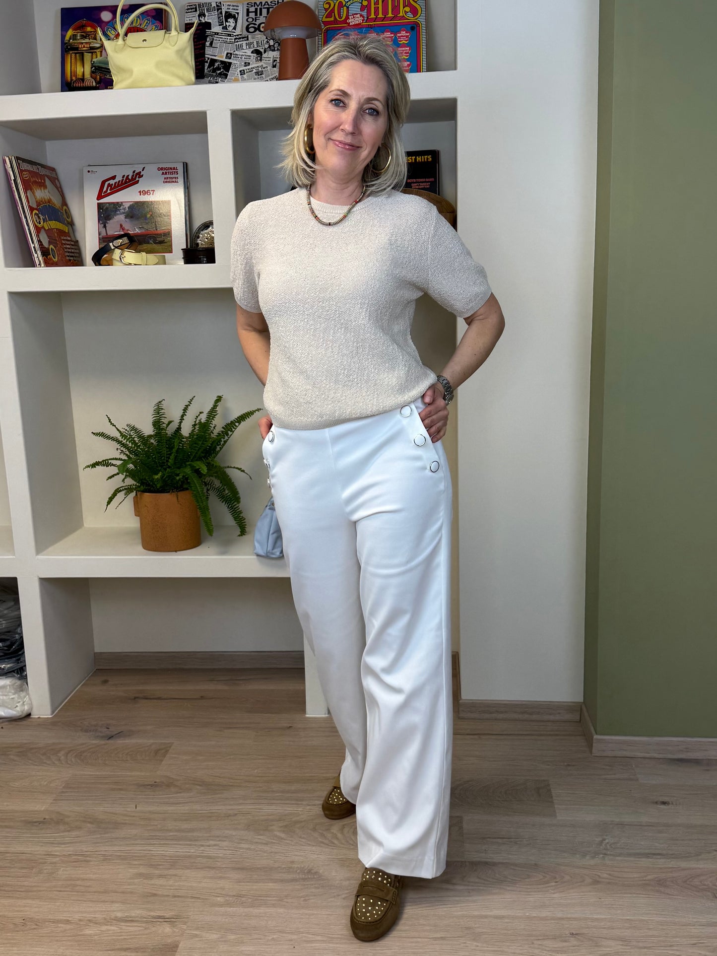 Yaya Trui Korte Mouw Beige - Peet kleding