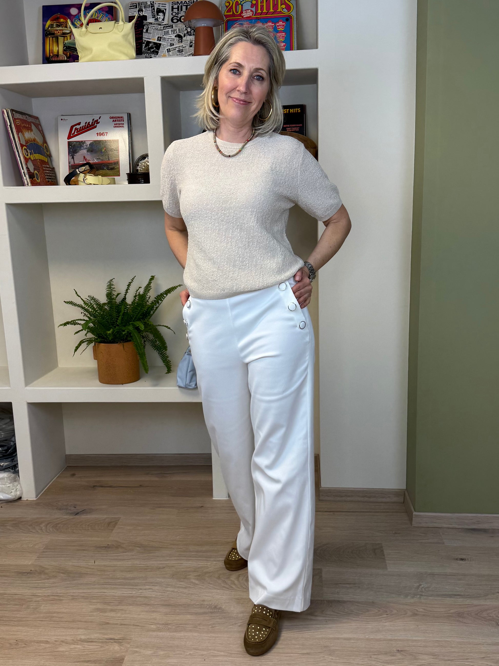 Yaya Trui Korte Mouw Beige - Peet kleding