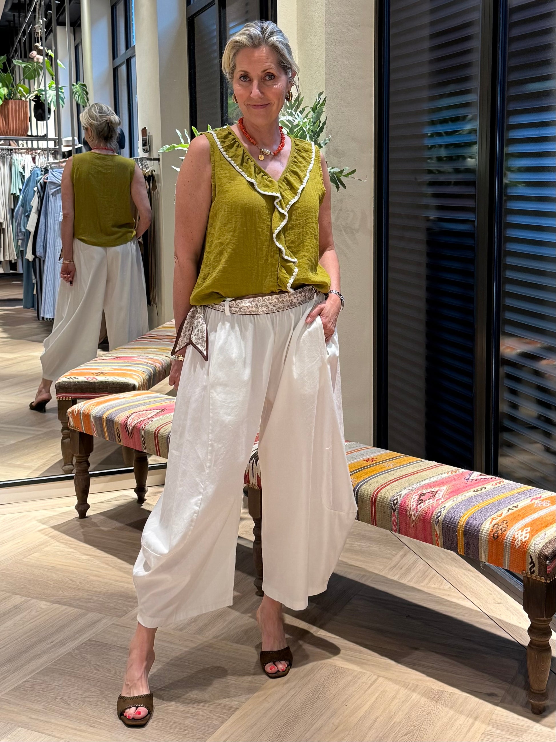 Broek Carol Barrel Wit - Peet kleding