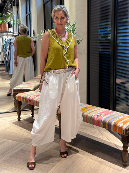 Broek Carol Barrel Wit - Peet kleding