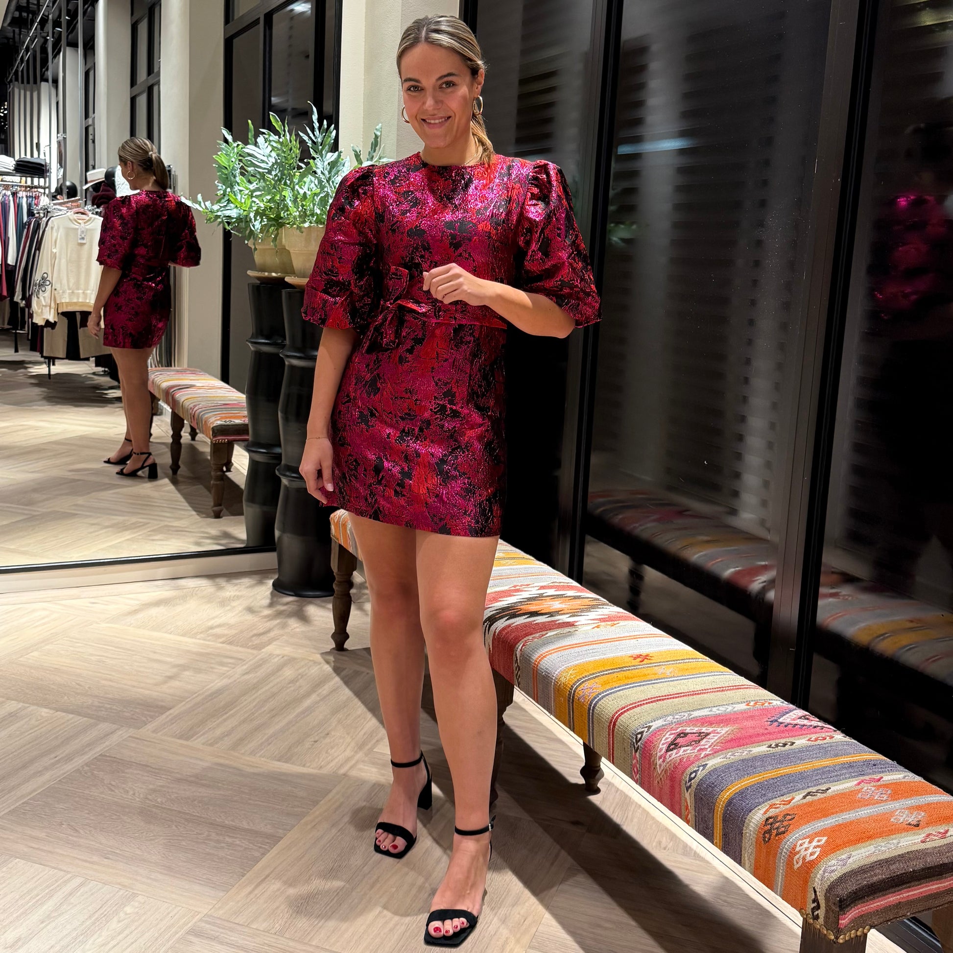 Azzurro Jurk Sanne Rood - Peet kleding