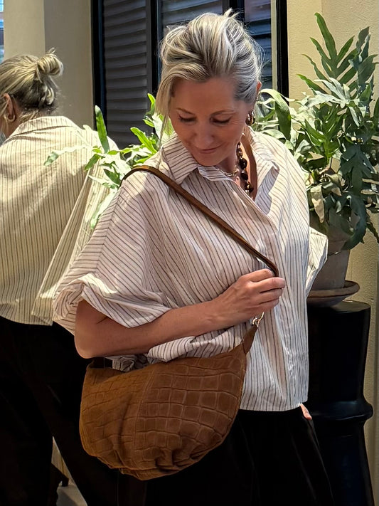 Tas Savina Croco Cognac - Peet kleding