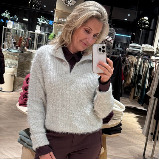 Yaya Sweater Fluffy Grijs