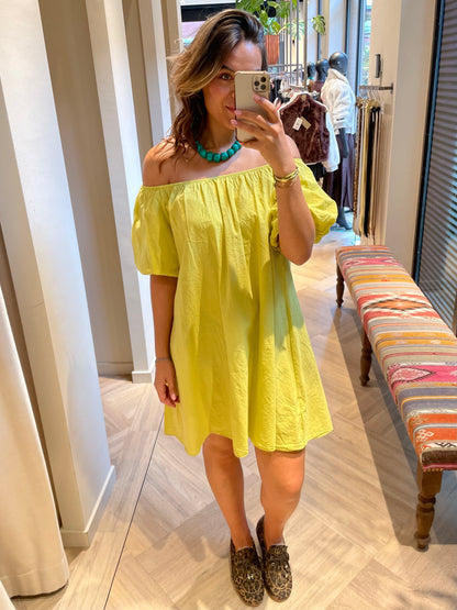 Jurk Maria Offshoulder Lime