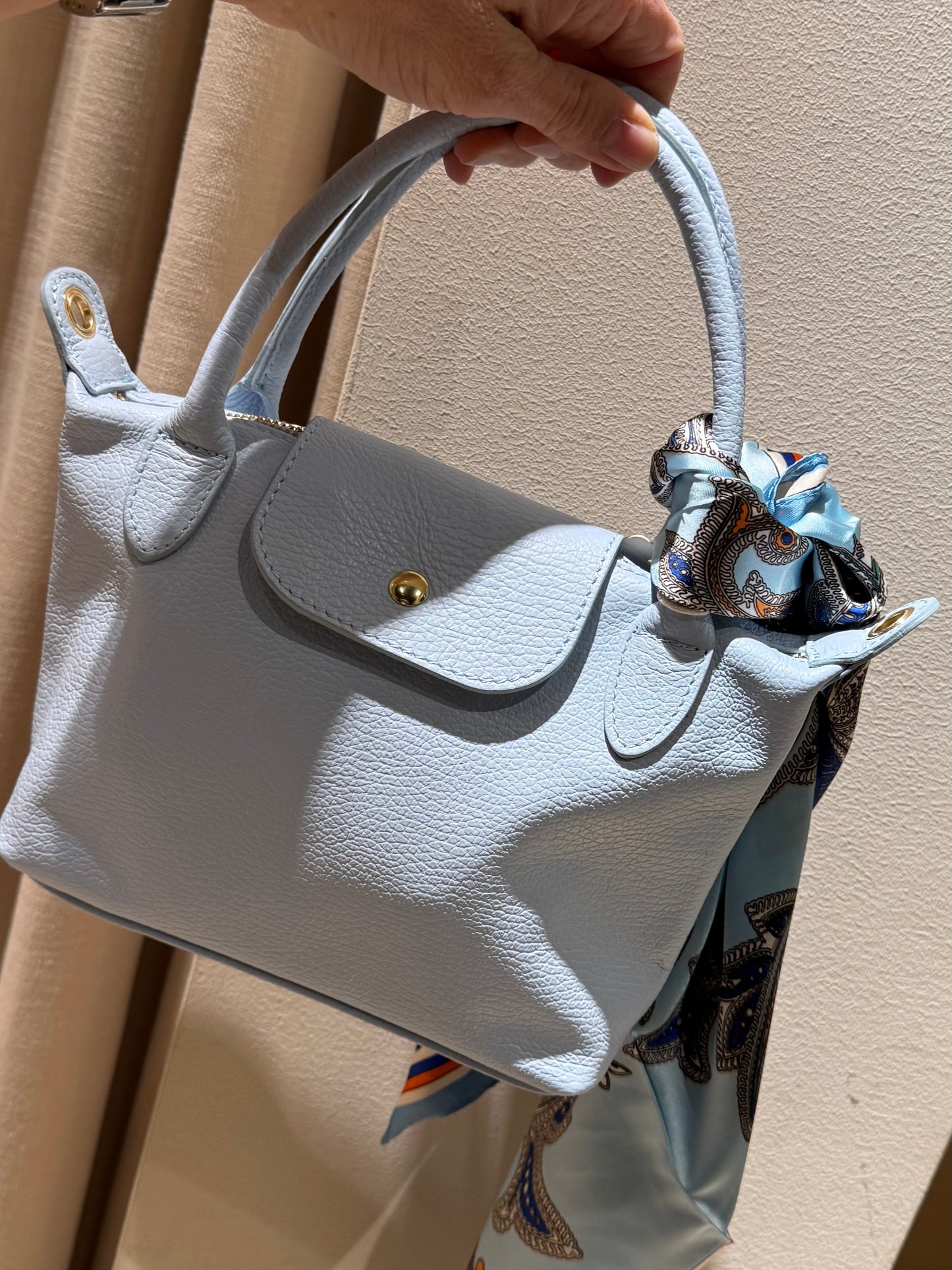 Tas Leder Chantal Lichtblauw - Peet kleding