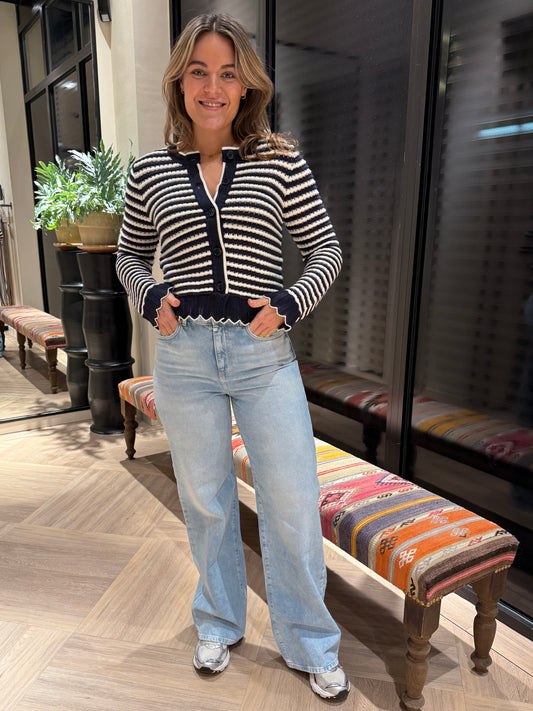 Geisha Vest Streep Navy - Peet kleding