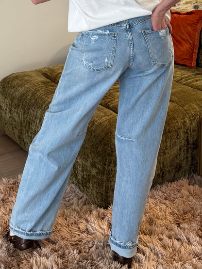 Barrel Jeans Beau Lichtblauw Damaged - Peet kleding