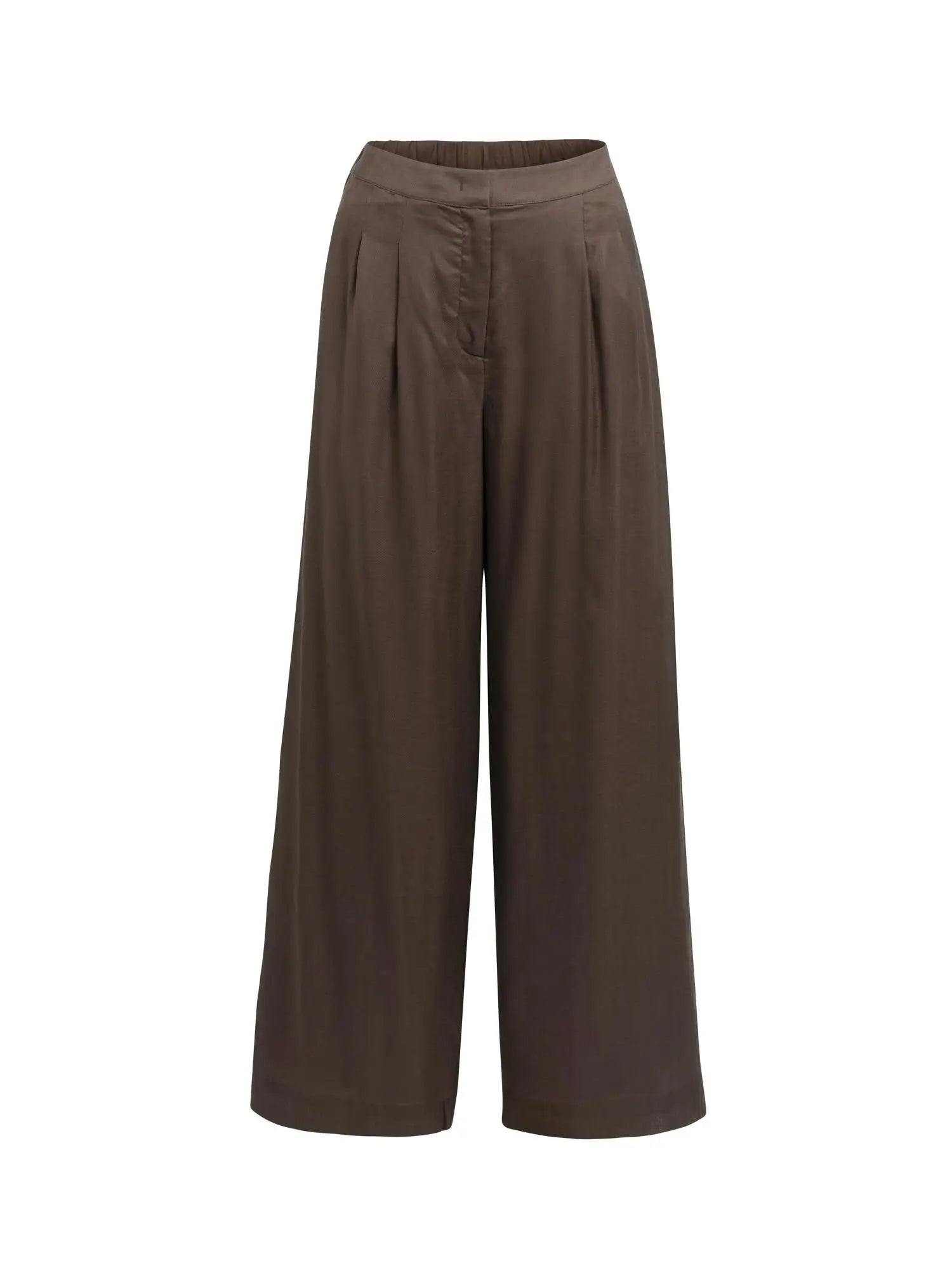 Yaya Wide Legg Pantalon Bruin - Peet kleding