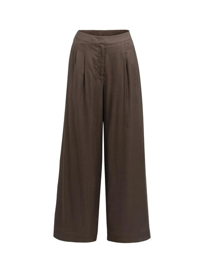 Yaya Wide Legg Pantalon Bruin - Peet kleding