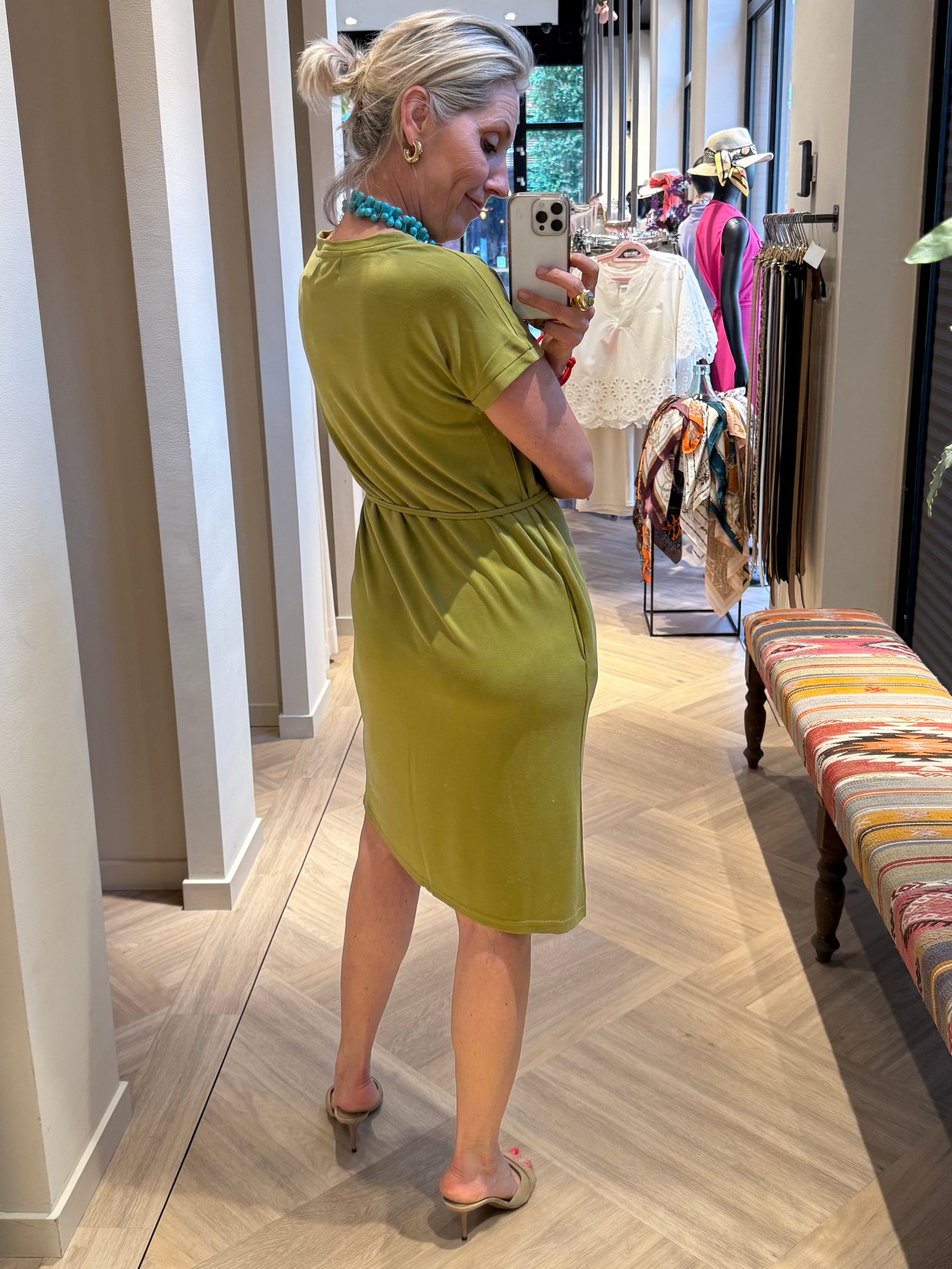 Azzurro Jurk Jill Groen - Peet kleding