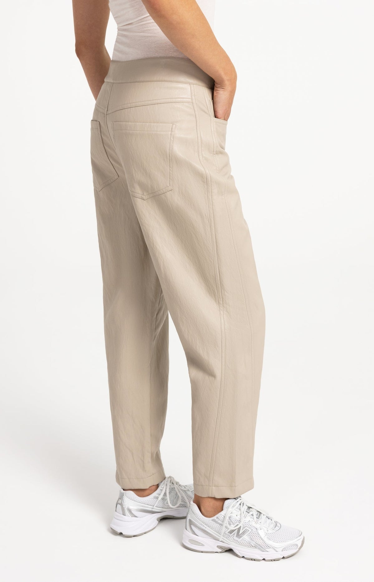 Yaya Broek Faux Leather Cashmere Grey - Peet kleding