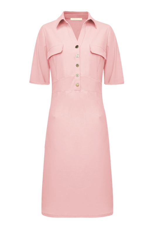 Triple Nine Travel Jurk Valerie Poederroze - 51827 - Peet kleding