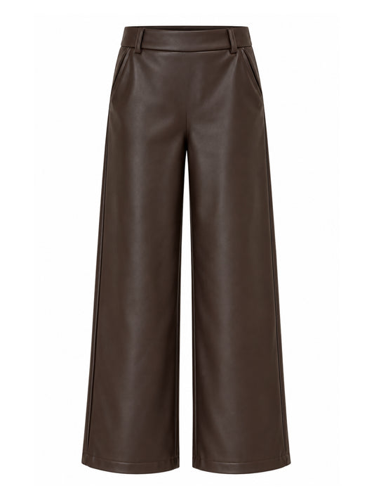 Broek Sarah Leather Donkerbruin - Peet kleding