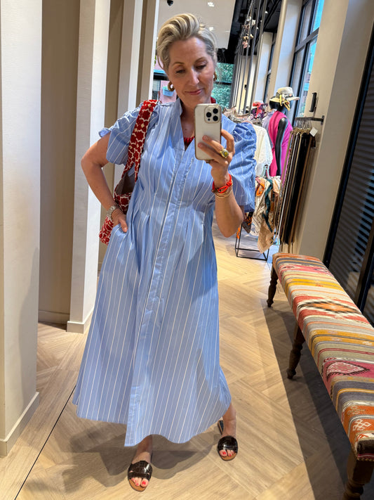 Azzurro Jurk Veer Lichtblauw - Peet kleding