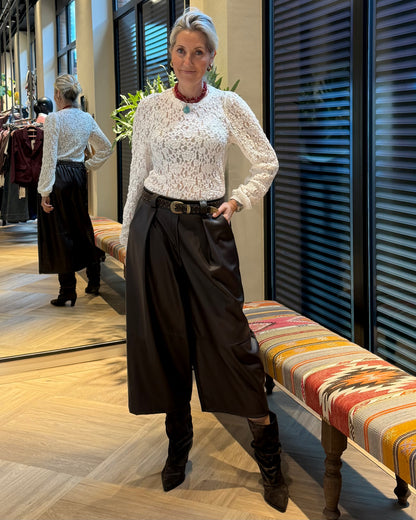 Broek Carol Culotte PU Donkerbruin