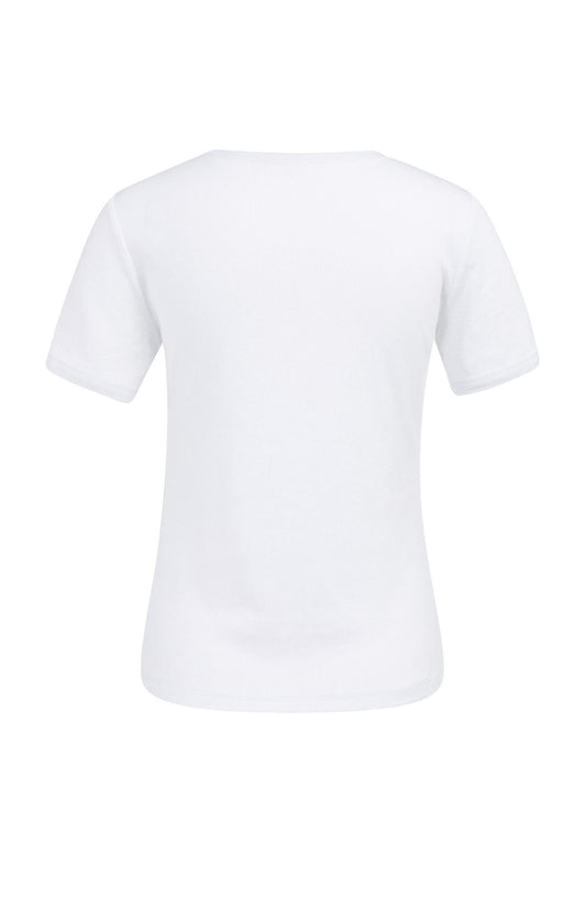 Yaya T-Shirt Mesh Rand Wit - Peet kleding