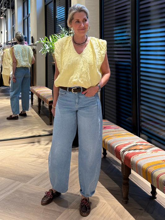Blouse Linnen Boxy Geel - Peet kleding