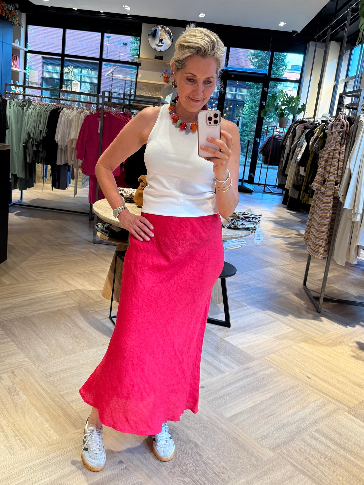 Rok Linnen Fiona Cerise