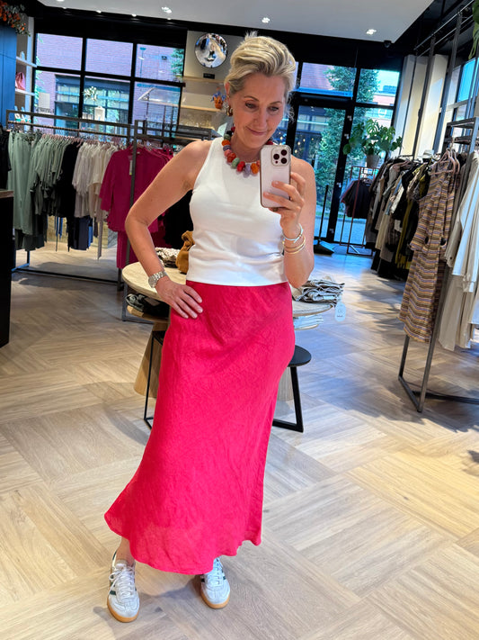 Rok Linnen Fiona Cerise