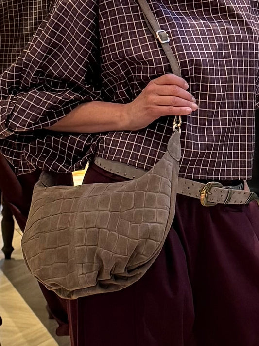Tas Savina Croco Taupe - Peet kleding