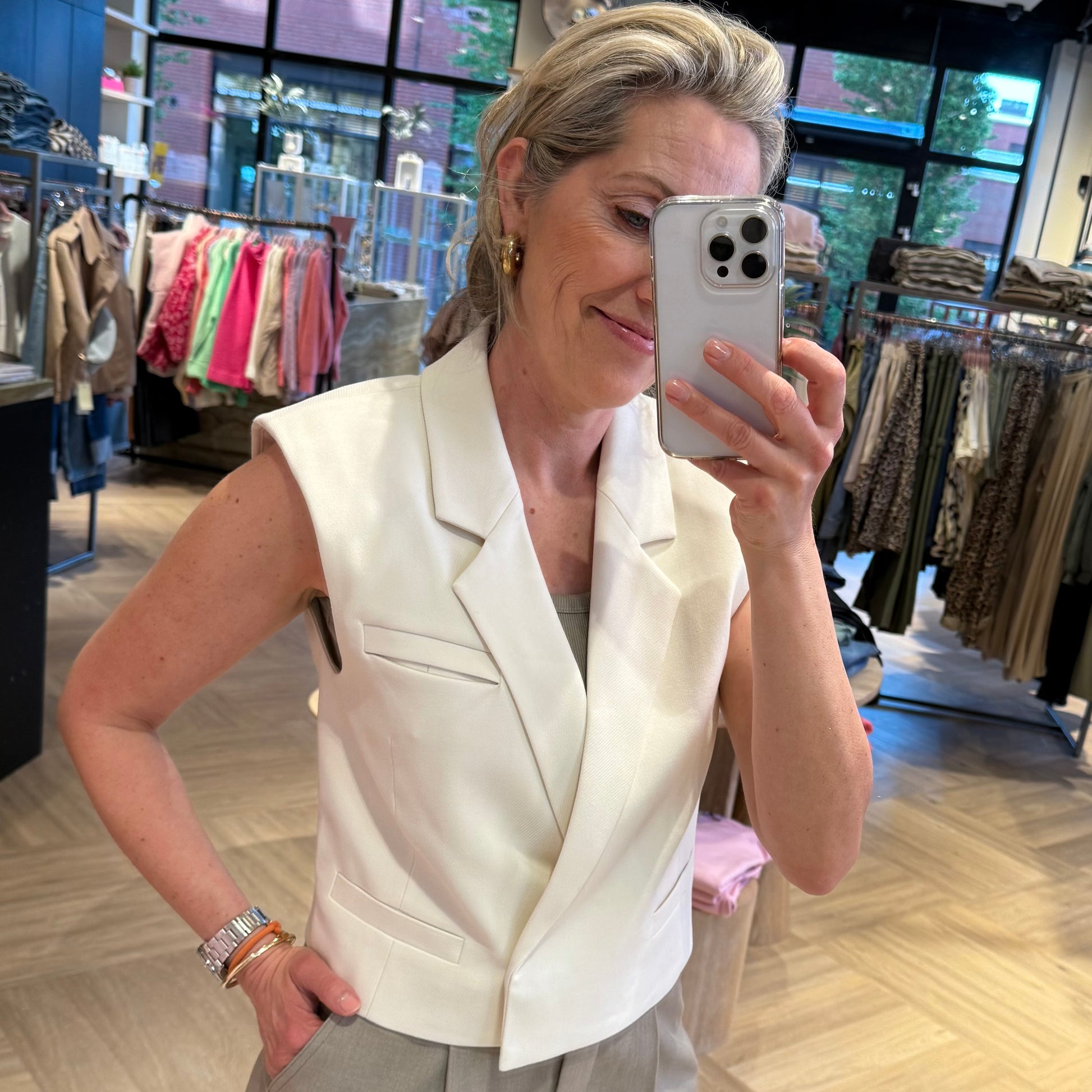 Copenhage Muse Tailor Gilet Offwhite - Peet kleding