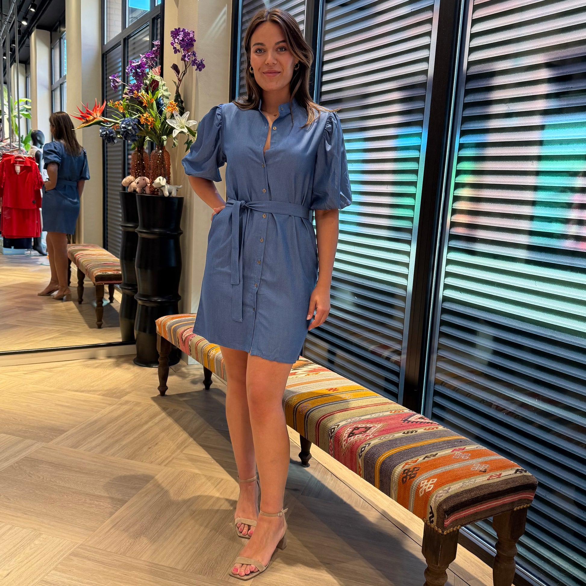 Azzurro Jurk Carly Denim Blauw - Peet kleding