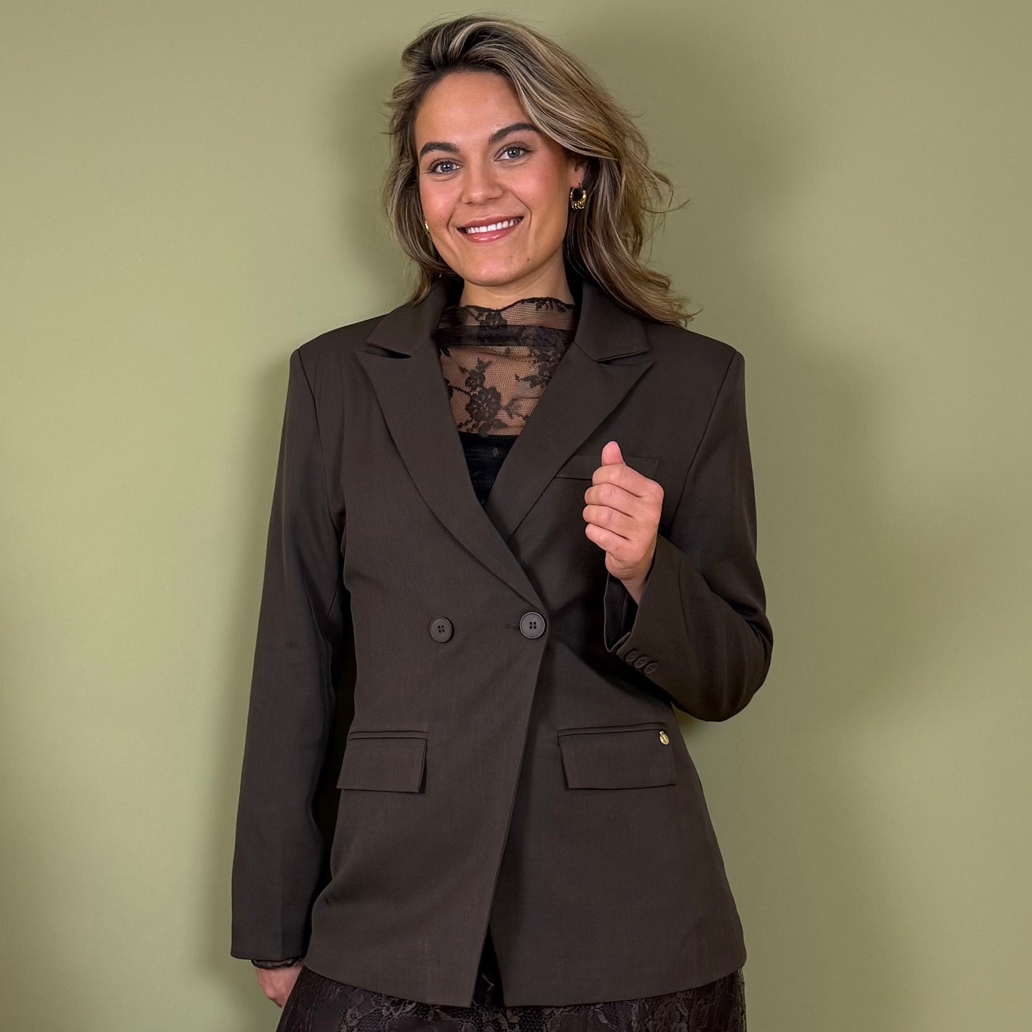 Ambika Blazer Silvi Bruin - Peet kleding