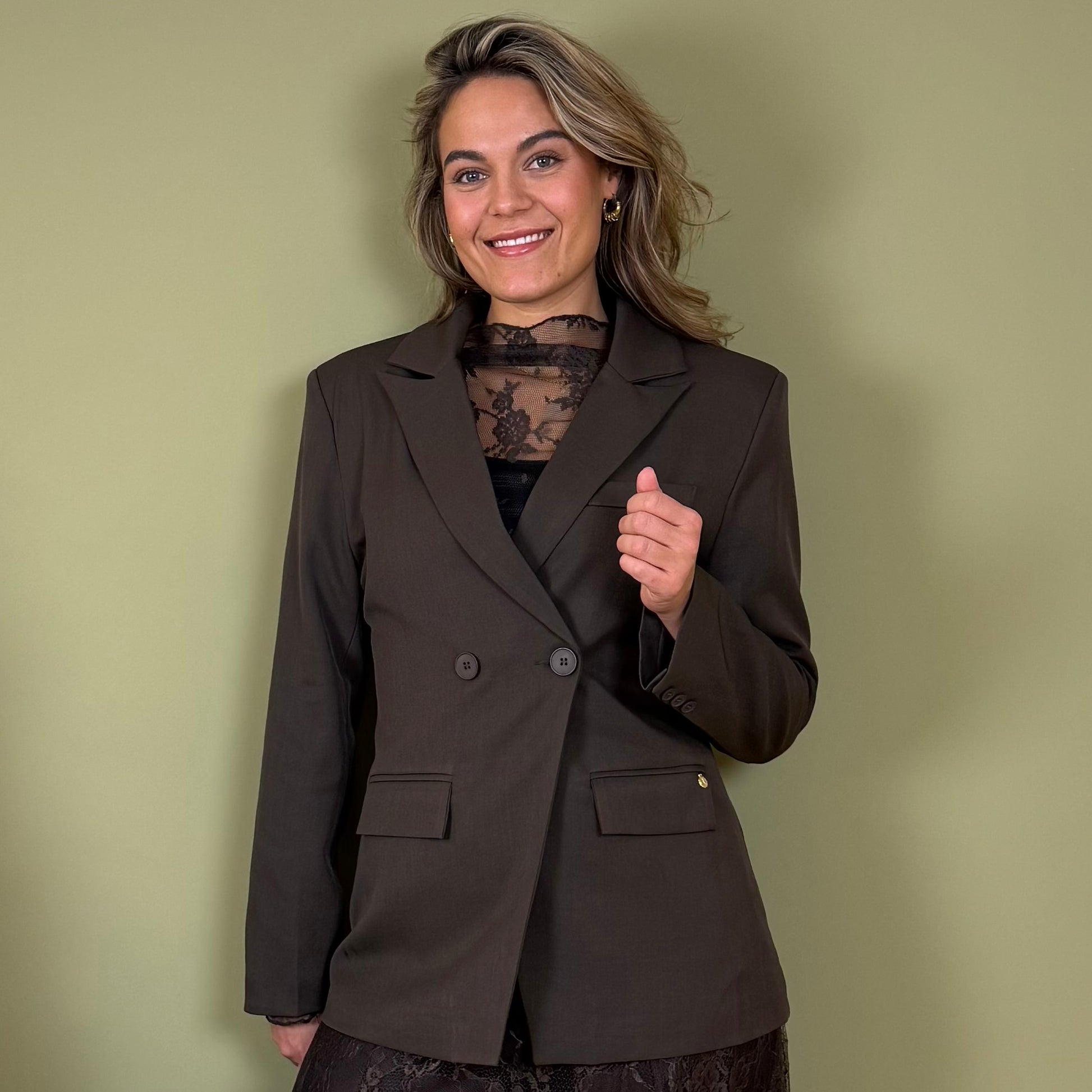 Ambika Blazer Silvi Bruin - Peet kleding