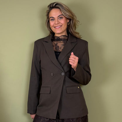 Ambika Blazer Silvi Bruin - Peet kleding