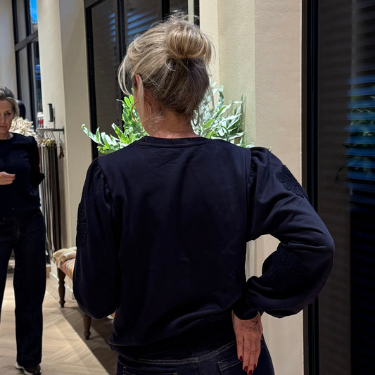 Geisha Sweatshirt Bloemen Navy