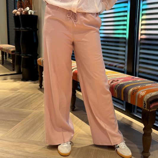 Yaya Wide Leg Satin Band Mauve Pink - Peet kleding