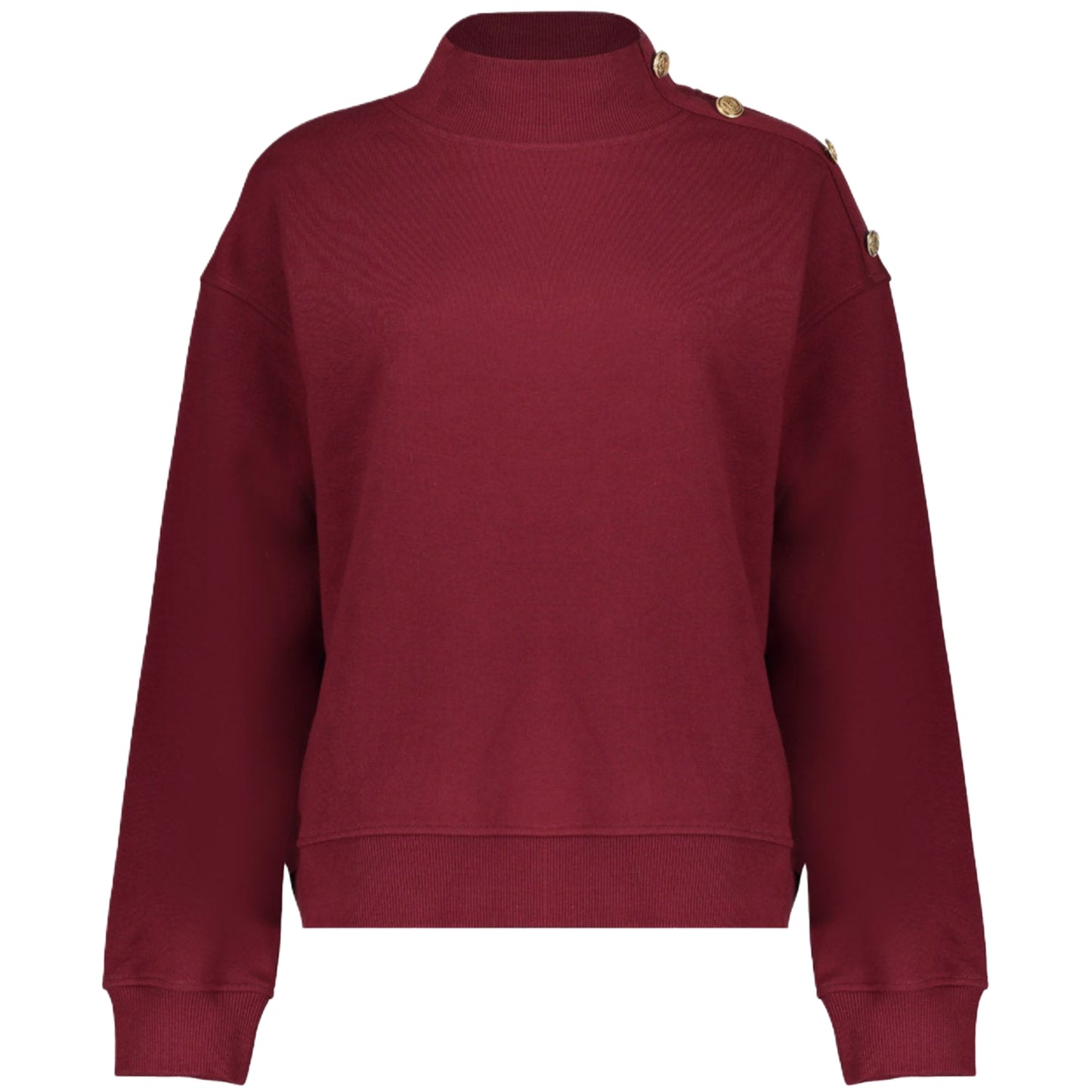 Geisha Sweater Gouden Knoop Bordeaux - Peet kleding