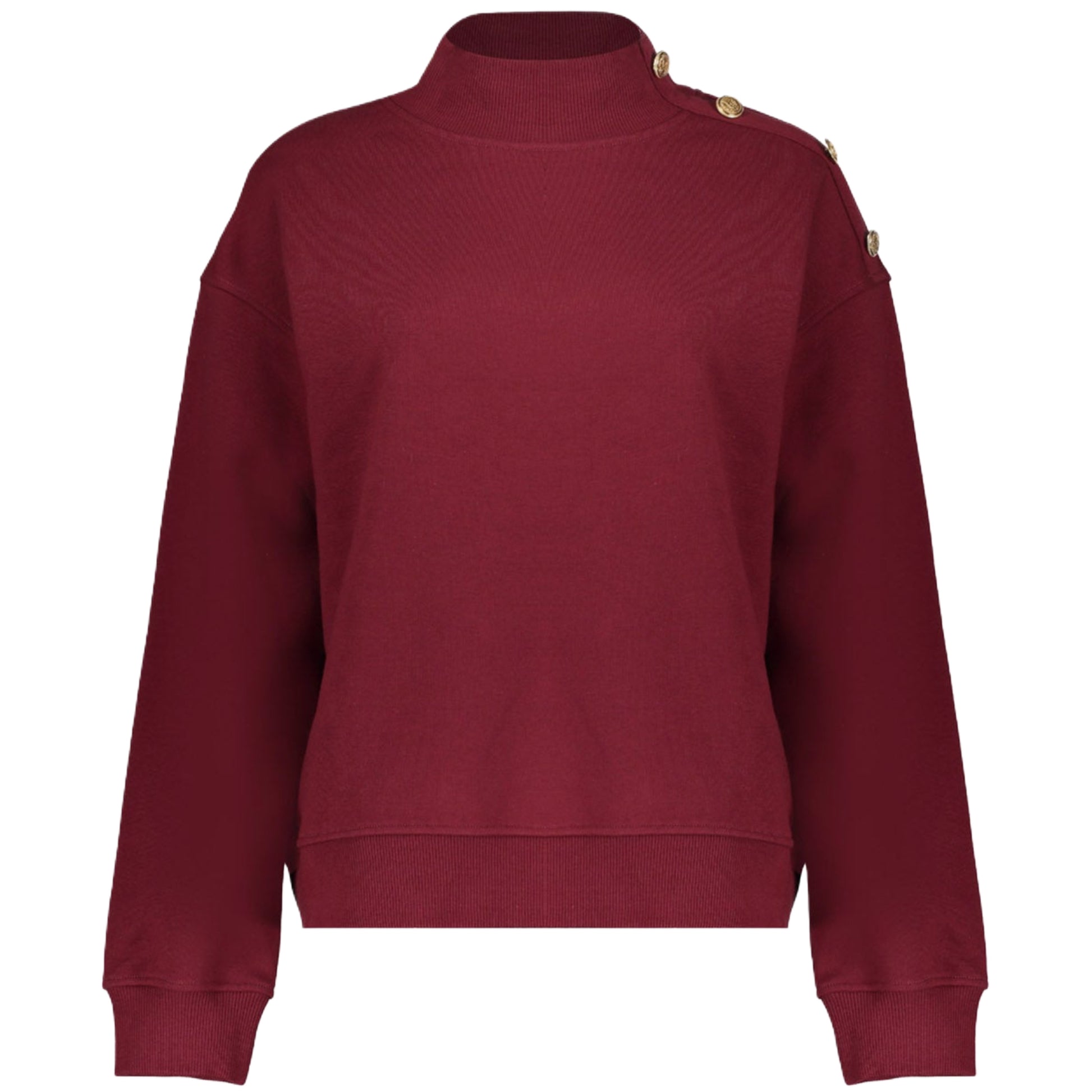 Geisha Sweater Gouden Knoop Bordeaux - Peet kleding
