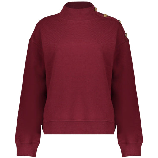 Geisha Sweater Gouden Knoop Bordeaux - Peet kleding