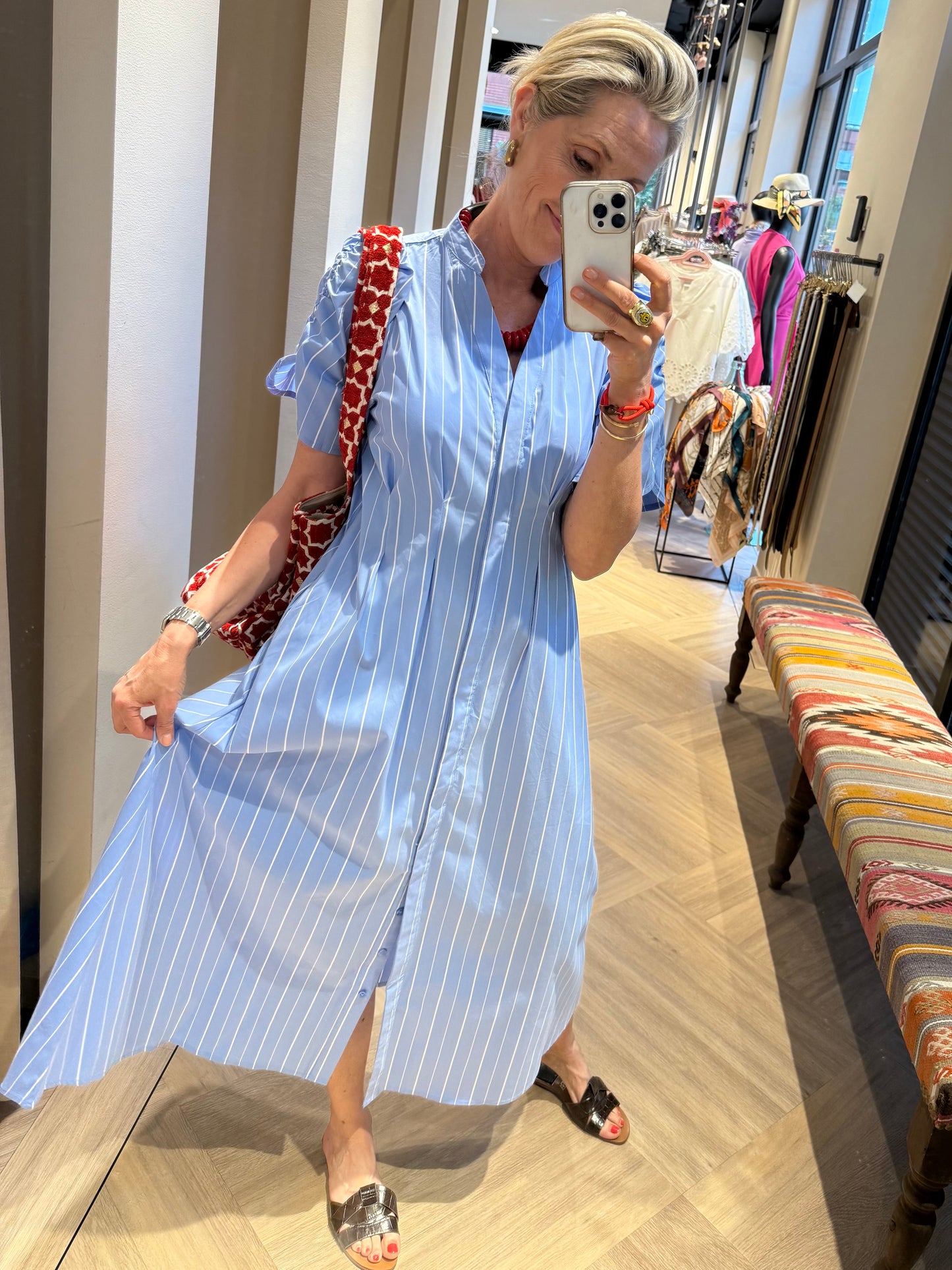 Azzurro Jurk Veer Lichtblauw - Peet kleding